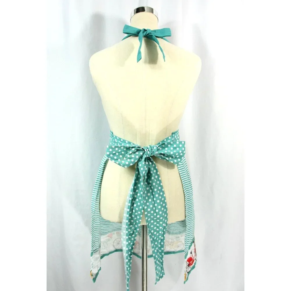 NEW Kay Dee Designs Floral Embroidered Bicycle Stripe Dot Kitchen Bib Full Apron